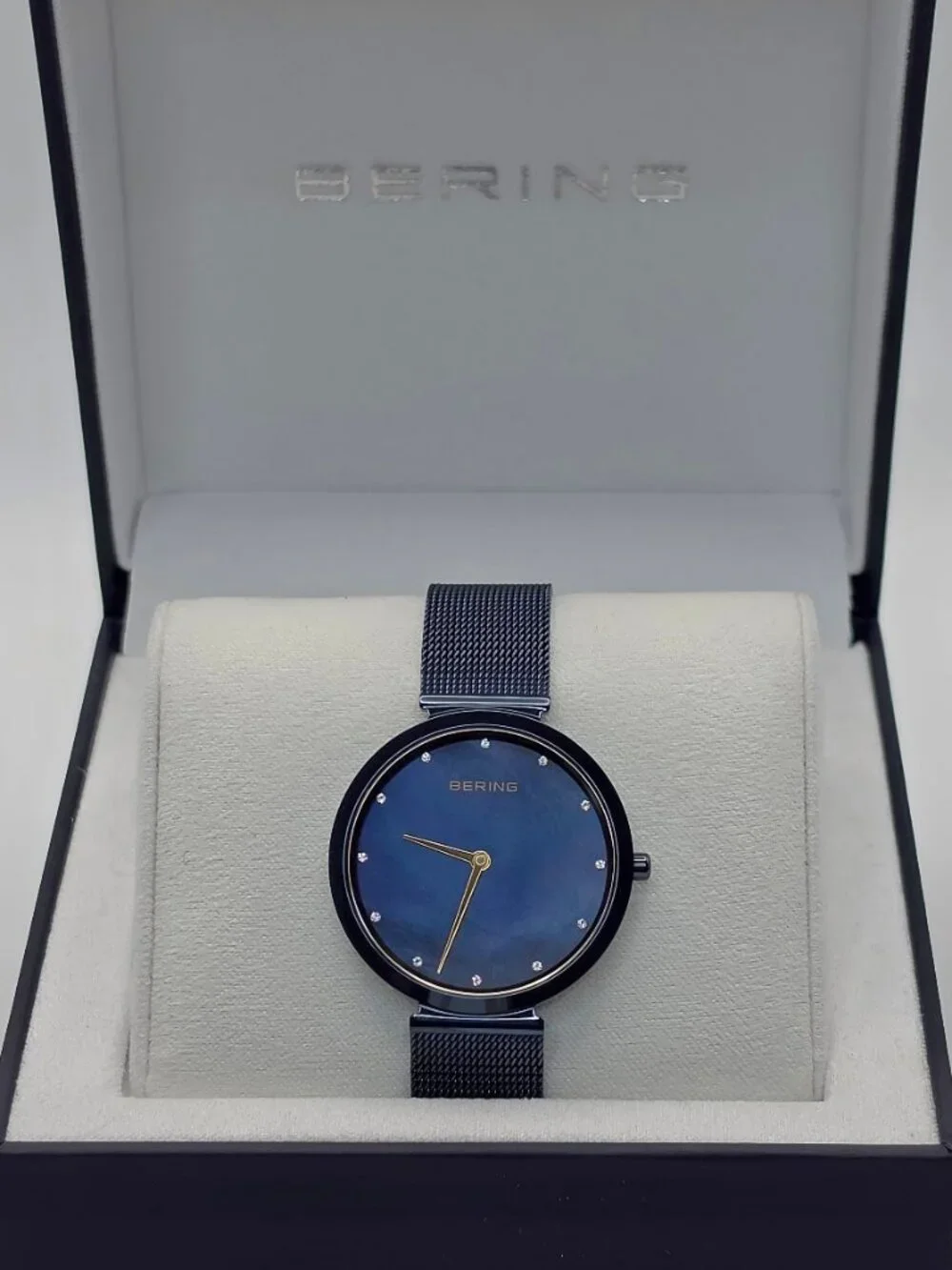 Bering Women's Blue Steel Mesh Adjustable Watch 18132-398